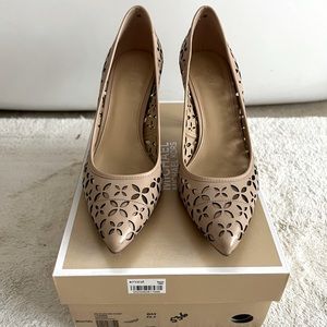 Michael Kors Flex Mid Pump Lasered Leather Nude Size 8